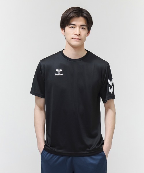 hummel（ヒュンメル）の「ヒュンメル hummel ワンポイントTシャツ（Tシャツ/カットソー・メンズ・ブラック/グリーン/オレンジ/ブルー/ネイビー・LL/M/L/S）」の2枚目の写真
