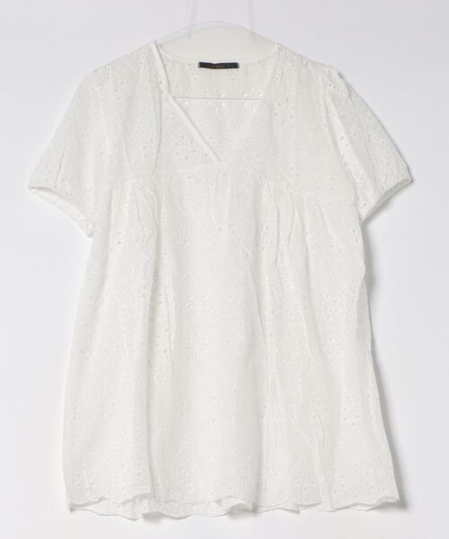 Ritzy（リッツィー）の「パフスリーブ レース 半袖チュニックワンピース（ワンピース・レディース・ホワイト・XL/L/M）」の2枚目の写真