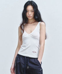 DOT SLEEVELESS TOP_WHITE