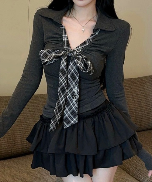 Alvia（アルビア）の「Vネック　ボータイトップス（その他トップス・レディース・グレー・M）」の7枚目の写真