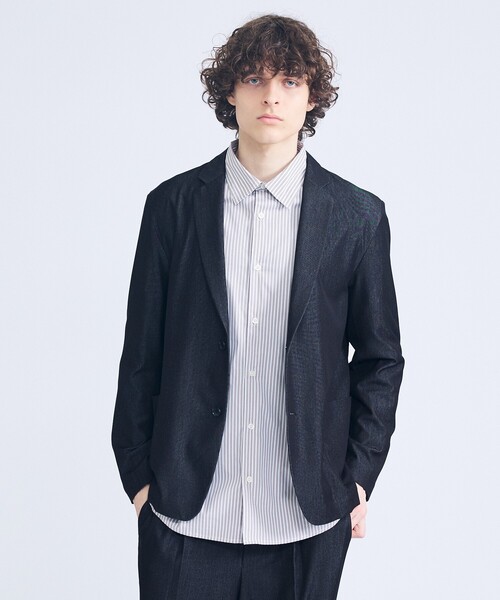 ABAHOUSE（アバハウス）の「【セットアップ対応】デニムライクツイル シングルジャケット（テーラードジャケット・メンズ・ブラック/インディゴブルー/ベージュ・44/48/46）」の2枚目の写真