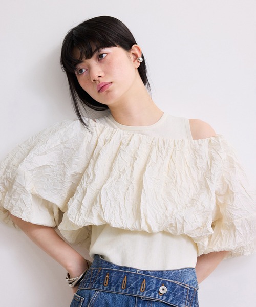 【ay-ka】アダムエロペ　ニットタンクセットクロップドプルオーバー セール】【WEB限定】ニットタンクセットクロップドプルオーバー