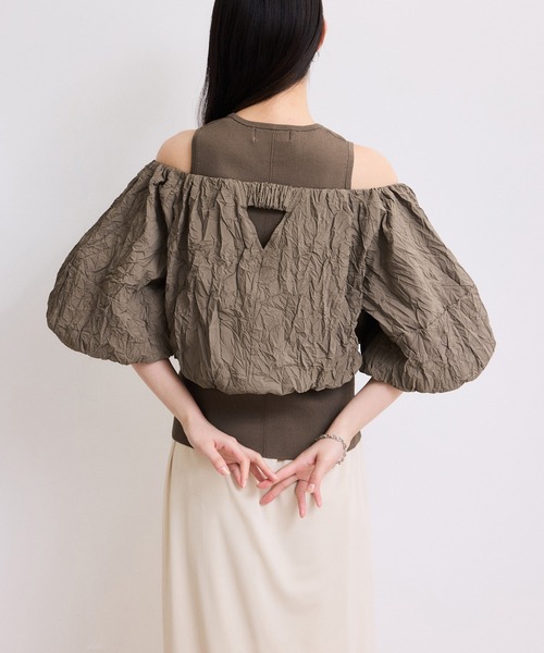 ADAM ET ROPE'（アダムエロペ）の「【WEB限定】ニットタンクセットクロップドプルオーバー（その他トップス・レディース・オフホワイト/ブラウン系その他/ブラック・FREE）」の11枚目の写真