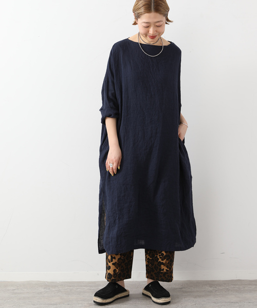 JOURNAL STANDARD LUXE（ジャーナルスタンダード　ラックス）の「エアリネン Plain-DRESS（ワンピース・レディース・ネイビー/ベージュ/スカイブルー・FREE）」の3枚目の写真