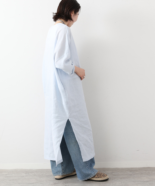 JOURNAL STANDARD LUXE（ジャーナルスタンダード　ラックス）の「エアリネン Plain-DRESS（ワンピース・レディース・ネイビー/ベージュ/スカイブルー・FREE）」の2枚目の写真