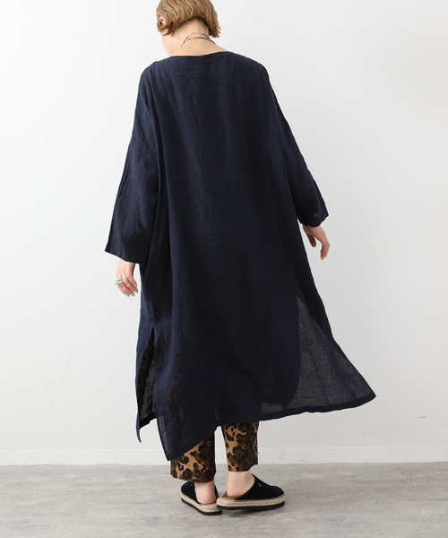 JOURNAL STANDARD LUXE（ジャーナルスタンダード　ラックス）の「エアリネン Plain-DRESS（ワンピース・レディース・ネイビー/ベージュ/スカイブルー・FREE）」の4枚目の写真