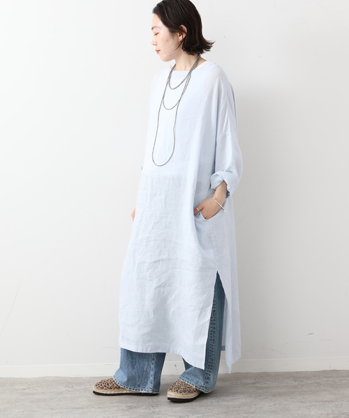 JOURNAL STANDARD LUXE（ジャーナルスタンダード　ラックス）の「エアリネン Plain-DRESS（ワンピース・レディース・ネイビー/ベージュ/スカイブルー・FREE）」の5枚目の写真