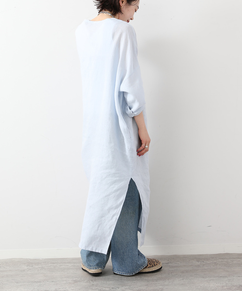 JOURNAL STANDARD LUXE（ジャーナルスタンダード　ラックス）の「エアリネン Plain-DRESS（ワンピース・レディース・ネイビー/ベージュ/スカイブルー・FREE）」の8枚目の写真