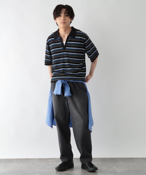 GLOBAL WORK(グローバルワーク)の「COOLデニム/イージーパンツ/666054(デニムパンツ・メンズ・ブラック/ネイビー・L/M/S)」の4枚目の写真