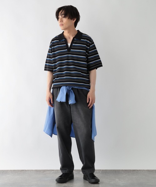 GLOBAL WORK(グローバルワーク)の「COOLデニム/イージーパンツ/666054(デニムパンツ・メンズ・ブラック/ネイビー・L/M/S)」の5枚目の写真