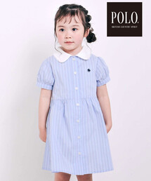 SLAP SLIP | 【POLO BCS(ポロ・ビーシーエス)×SLAP SLIPコラボ】リボン付きデニムストライプシャツワンピース(80~130cm)(シャツワンピース)