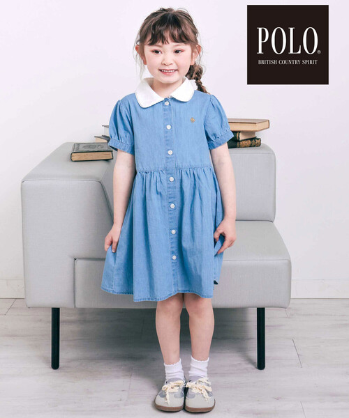 SLAP SLIP(スラップスリップ)の「【POLO BCS(ポロ・ビーシーエス)×SLAP SLIPコラボ】リボン付きデニムストライプシャツワンピース(80~130cm)(シャツワンピース・キッズ・ブルー系その他/ブルー・120cm/100cm/90cm/80cm/110cm/130cm)」の15枚目の写真