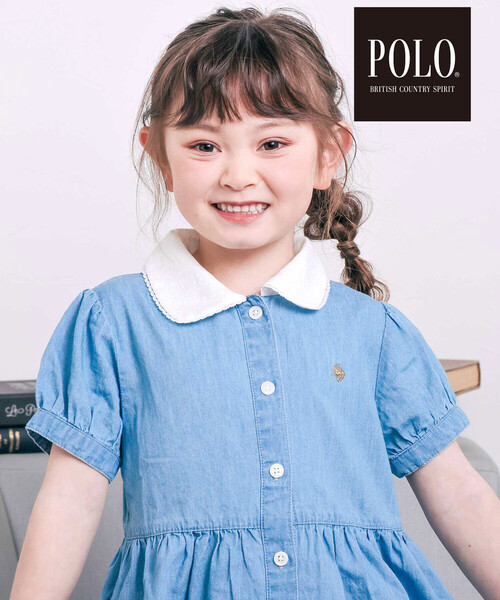 SLAP SLIP(スラップスリップ)の「【POLO BCS(ポロ・ビーシーエス)×SLAP SLIPコラボ】リボン付きデニムストライプシャツワンピース(80~130cm)(シャツワンピース・キッズ・ブルー系その他/ブルー・120cm/100cm/90cm/80cm/110cm/130cm)」の16枚目の写真