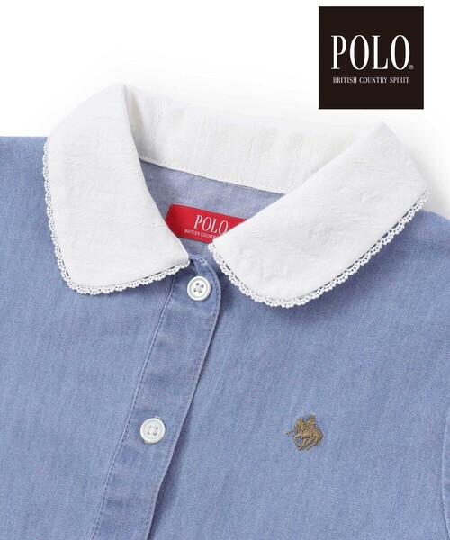 SLAP SLIP(スラップスリップ)の「【POLO BCS(ポロ・ビーシーエス)×SLAP SLIPコラボ】リボン付きデニムストライプシャツワンピース(80~130cm)(シャツワンピース・キッズ・ブルー系その他/ブルー・120cm/100cm/90cm/80cm/110cm/130cm)」の3枚目の写真
