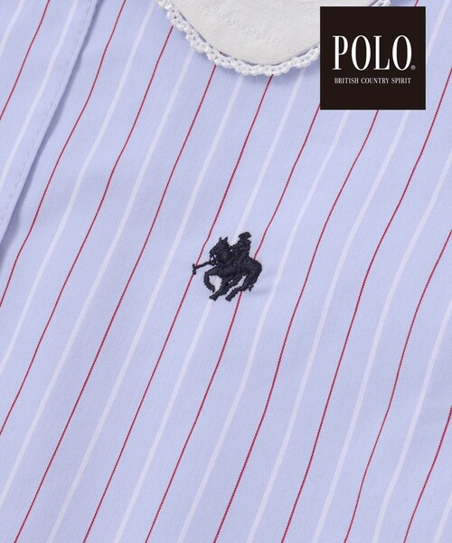 SLAP SLIP(スラップスリップ)の「【POLO BCS(ポロ・ビーシーエス)×SLAP SLIPコラボ】リボン付きデニムストライプシャツワンピース(80~130cm)(シャツワンピース・キッズ・ブルー系その他/ブルー・120cm/100cm/90cm/80cm/110cm/130cm)」の8枚目の写真
