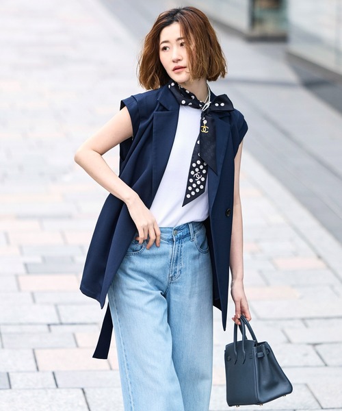 RUIRUE BOUTIQUE(ルイルエブティック)の「洗える ストレッチ | ワッフル テーラード ジレ ジャケット | ジャケット・テーラードジャケット・ベスト・ジレジャケット(その他アウター・レディース・ブラック/ネイビー/ホワイト・S~M/M~L)」の17枚目の写真