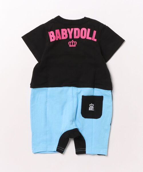 BABYDOLL（ベビードール）の「ネオンバックロゴロンパース 1642B（ロンパース・キッズ・ブラック/ターコイズブルー・80ｃｍ/70cm）」の3枚目の写真