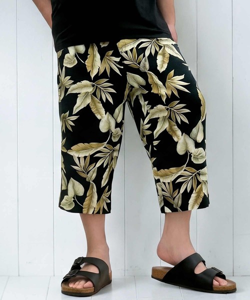TopIsm(トップイズム)の「レーヨンリーフアロハ柄 無地ステテコ(その他パンツ・メンズ・ブラック系2/ブラック/チャコール/ネイビー/ブラック系1/ブラック系3・M/L/XL)」の2枚目の写真