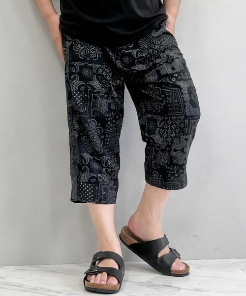 TopIsm(トップイズム)の「レーヨンリーフアロハ柄 無地ステテコ(その他パンツ・メンズ・ブラック系2/ブラック/チャコール/ネイビー/ブラック系1/ブラック系3・M/L/XL)」の4枚目の写真