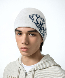 MAISON MINED（メゾンミネド）の「DOODLE HEART KNIT BEANIE IVORY（ニットキャップ/ビーニー）」