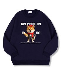 アートモードオン オーバーサイズ 特殊裏毛 マンツーマン Tシャツ ネイビー