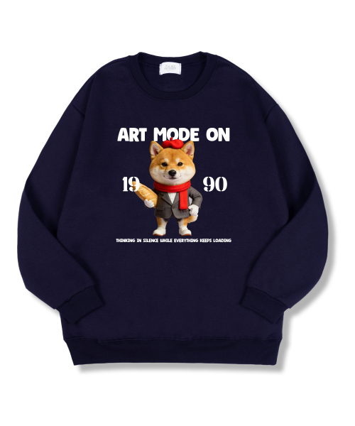 TI.GLAKE(ティーグレイク)の「アートモードオン オーバーサイズ 特殊裏毛 マンツーマン Tシャツ ネイビー(スウェット・メンズ・その他・MEDIUM/LARGE/X-LARGE/XX-LARGE)」の1枚目の写真