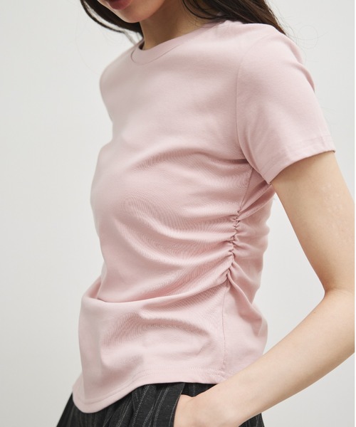 ELTONE(エルトーン)の「サイドギャザーショートスリーブTシャツ(Tシャツ/カットソー・レディース・ホワイト/ピンク/ネイビー・FREE)」の21枚目の写真