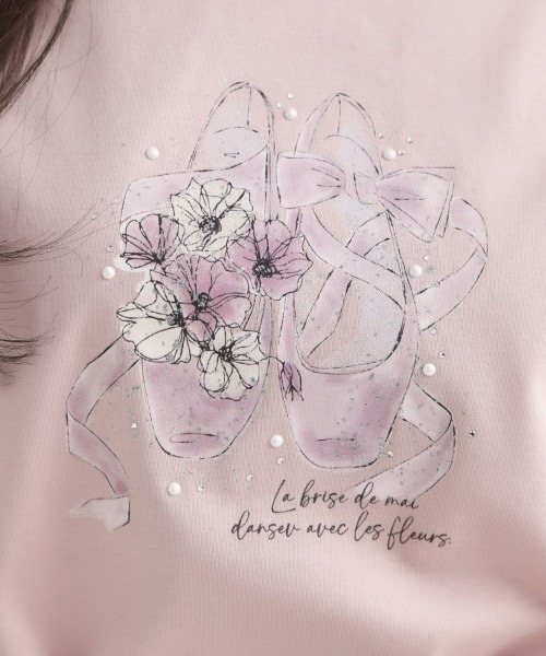 couture brooch（クチュールブローチ）の「【接触冷感・UVカット・洗える】トゥシューズプリントTシャツ（Tシャツ/カットソー・レディース・ピンク系/ライトグレー/オフホワイト/ライトブルー/チャコールグレー・40/42/38/36）」の13枚目の写真