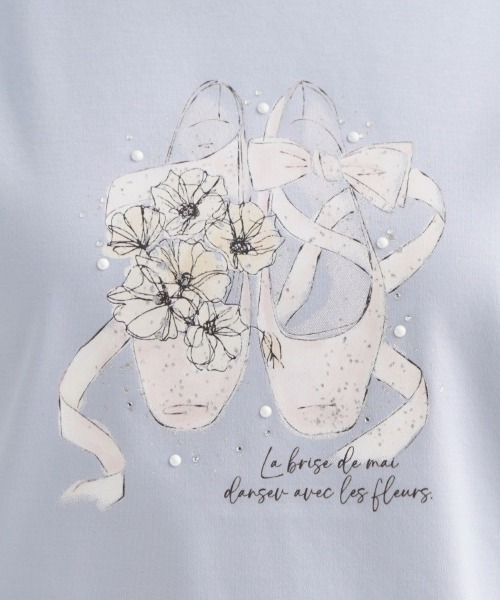couture brooch（クチュールブローチ）の「【接触冷感・UVカット・洗える】トゥシューズプリントTシャツ（Tシャツ/カットソー・レディース・ピンク系/ライトグレー/オフホワイト/ライトブルー/チャコールグレー・40/42/38/36）」の12枚目の写真