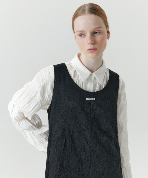 LEVAR（レバー）の「Wrinkle Washed Two-way Dress - Black（ワンピース・レディース・ブラック・FREE）」の3枚目の写真