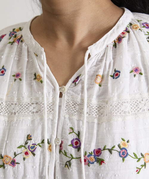 Freada（フリーダ）の「Freada/フリーダ ドビー花刺繍×レースドレス（ワンピース・レディース・ホワイト/ブラック・ONE SIZE）」の20枚目の写真