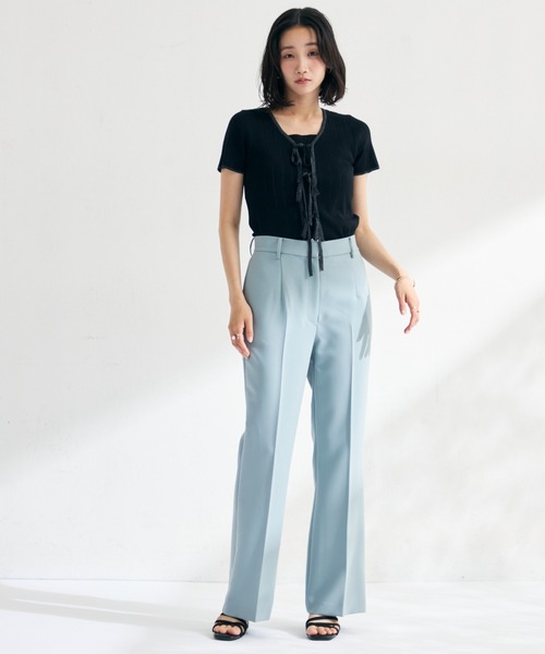 MISCH MASCH(ミッシュマッシュ)の「2026春夏新作 ラメ配色リボン半袖アイレットリブニット(ニット/セーター・レディース・モカ/ホワイト/ライトグリーン/ブラック・フリ-)」の19枚目の写真