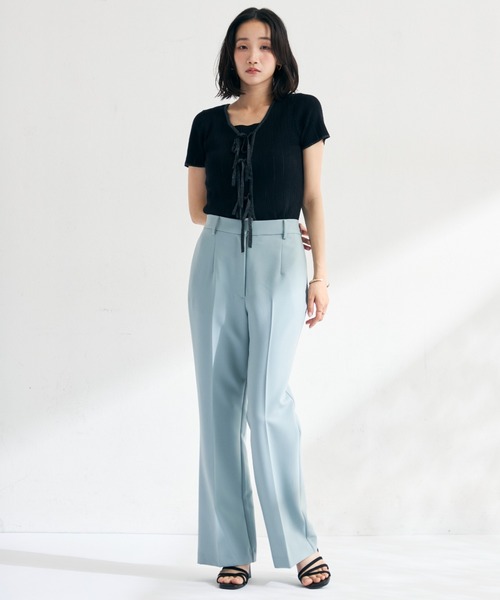 MISCH MASCH(ミッシュマッシュ)の「2026春夏新作 ラメ配色リボン半袖アイレットリブニット(ニット/セーター・レディース・モカ/ホワイト/ライトグリーン/ブラック・フリ-)」の21枚目の写真