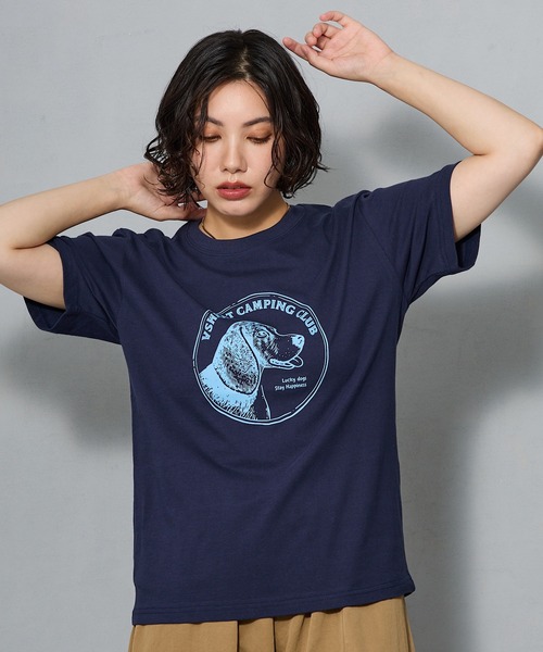 aremoi(アレモイ)の「ヴィンテージライク ドッググラフィック クルーネックTシャツ(Tシャツ/カットソー・レディース・ネイビー・SMALL/MEDIUM/LARGE)」の3枚目の写真