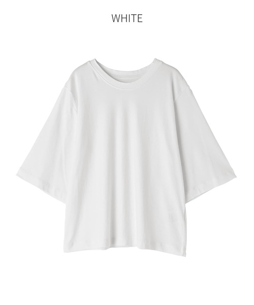 STYLE DELI(スタイルデリ)の「大人の上腕カバー首開きやわらかTシャツ(Tシャツ/カットソー・レディース・ブラック/ホワイト・FREE)」の19枚目の写真