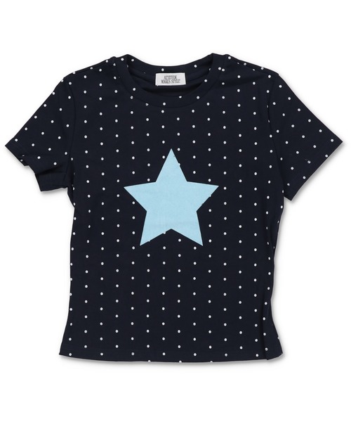 SPINNS(スピンズ)の「半袖Tシャツ/ドットスター(Tシャツ/カットソー・レディース・ホワイト/ネイビー・ONESIZE)」の3枚目の写真