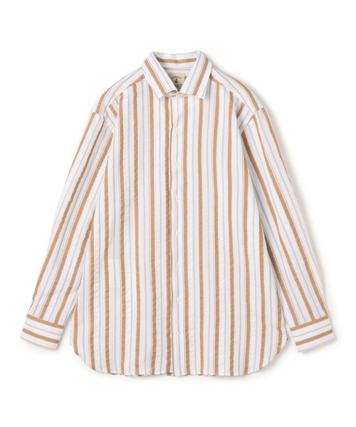 GUY ROVER（ギローバー）の「【別注】GUY ROVER コットンドビー ワンピースカラー ロングスリーブシャツ（シャツ/ブラウス・メンズ・オレンジ系その他/ホワイト/ブルー系その他・XS/S/M）」の3枚目の写真
