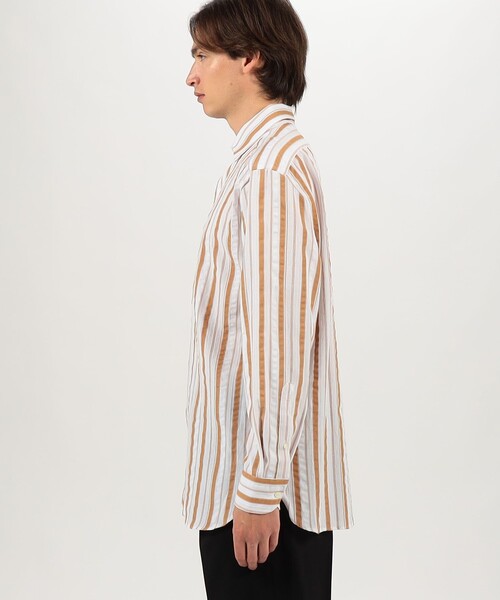 GUY ROVER（ギローバー）の「【別注】GUY ROVER コットンドビー ワンピースカラー ロングスリーブシャツ（シャツ/ブラウス・メンズ・オレンジ系その他/ホワイト/ブルー系その他・XS/S/M）」の7枚目の写真
