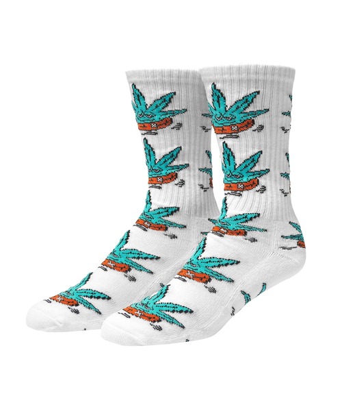 HUF(ハフ)の「GREEN BUDDY FLOATIE SOCKS(ソックス/靴下・メンズ・ホワイト・O/S)」の1枚目の写真