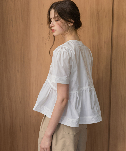 LAUTREDE MIN(ロートルドミン)の「Stich Femme Blouse(シャツ/ブラウス・レディース・ホワイト・SMALL/MEDIUM/LARGE)」の1枚目の写真