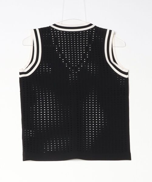 ESSENTIAL(エッセンシャル)の「配色ライン メッシュベストトップス(Tシャツ/カットソー・レディース・ブラック×ホワイト/ホワイト×レッド・38/36)」の3枚目の写真