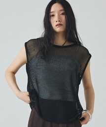 メッシュニット」に該当するニット/セーター（袖なし）ファッション