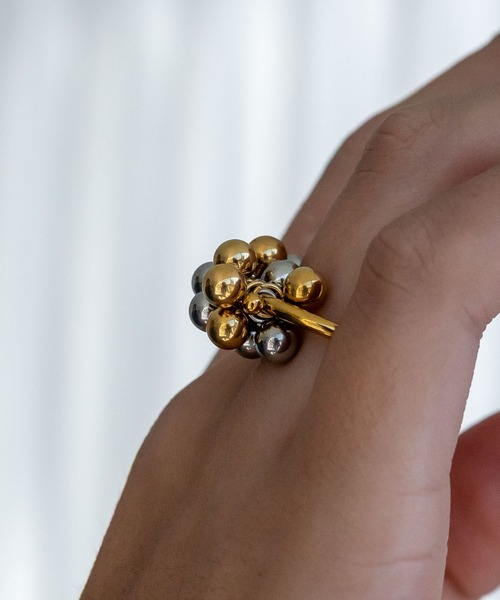 abaskdesign（アバスクデザイン）の「金属アレルギー対応　ミックスカラーバブルボールリング（リング・レディース・A/B・15号）」の4枚目の写真