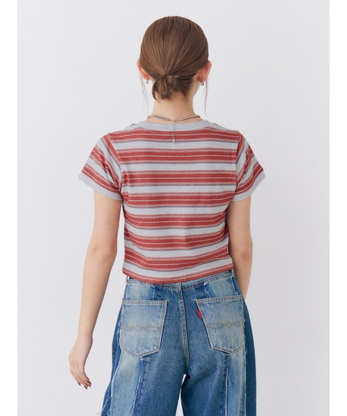 Ungrid(アングリッド)の「マルチボーダーコンパクトTee(Tシャツ/カットソー・レディース・ブラウン/レッド/ブルー・FREE)」の4枚目の写真