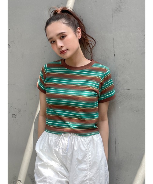 Ungrid(アングリッド)の「マルチボーダーコンパクトTee(Tシャツ/カットソー・レディース・ブラウン/レッド/ブルー・FREE)」の10枚目の写真