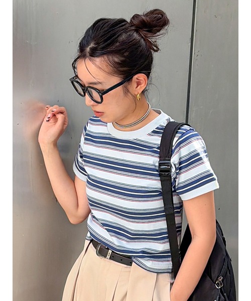 Ungrid(アングリッド)の「マルチボーダーコンパクトTee(Tシャツ/カットソー・レディース・ブラウン/レッド/ブルー・FREE)」の21枚目の写真
