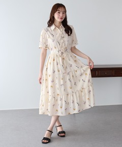 Lame chiffon ribbon slit onepiece(eme11087)（ワンピース）｜M me