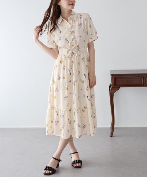 BLUEEAST（ブルーイースト）の「《2サイズ展開》フロントフリルワンピース（ワンピース・レディース・ベージュ/ブラック・LARGE/MEDIUM）」の5枚目の写真