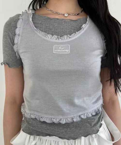 hugi(ハギ)の「MELLOW TEE SET / メロウTシャツセット(アンサンブル・レディース・グレー/ホワイト・FREE)」の1枚目の写真