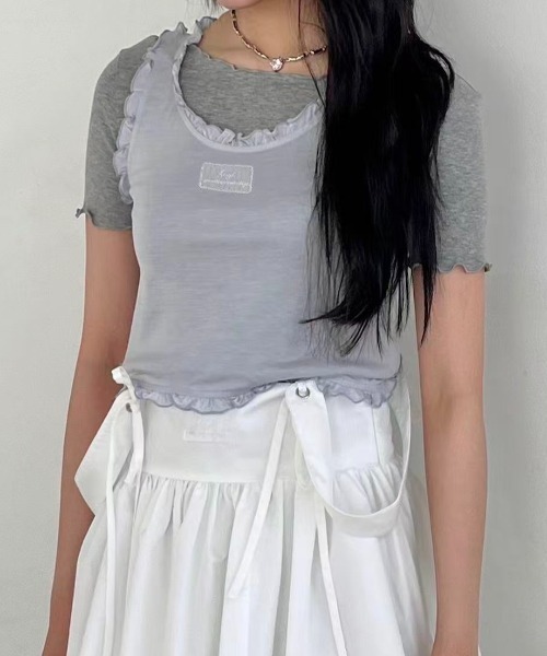 hugi(ハギ)の「MELLOW TEE SET / メロウTシャツセット(アンサンブル・レディース・グレー/ホワイト・FREE)」の10枚目の写真